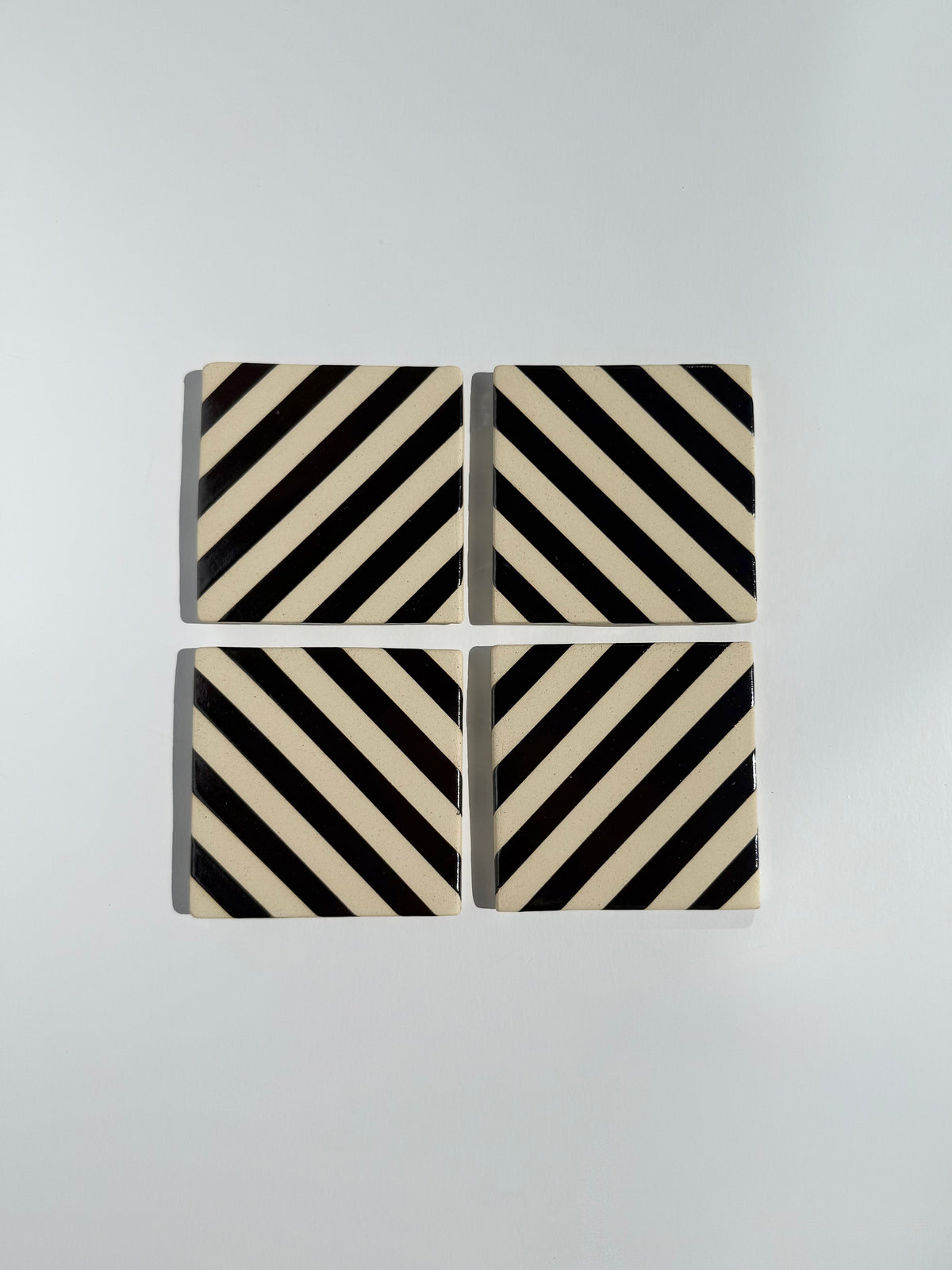 Diagonal Hematite Stripe Coasters