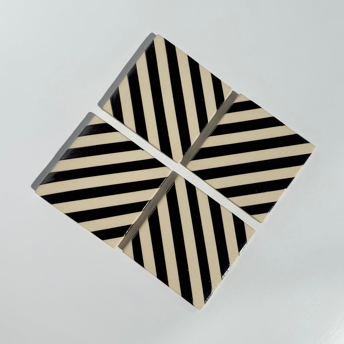 Diagonal Hematite Stripe Coasters