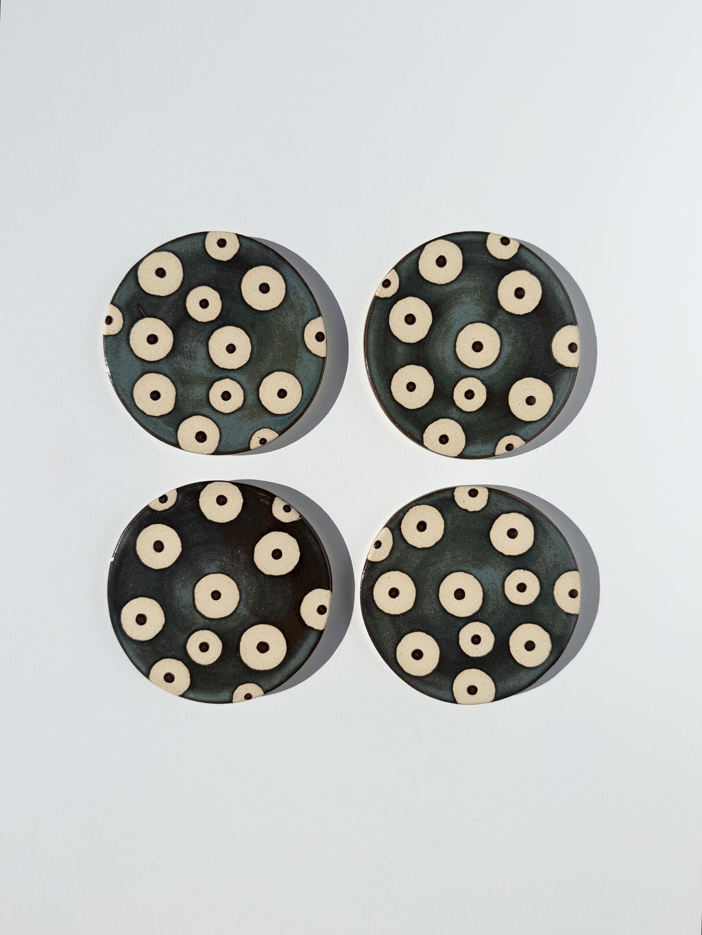 Stoned Denim w/ Blackend Copper Dot Coasters - Set 1