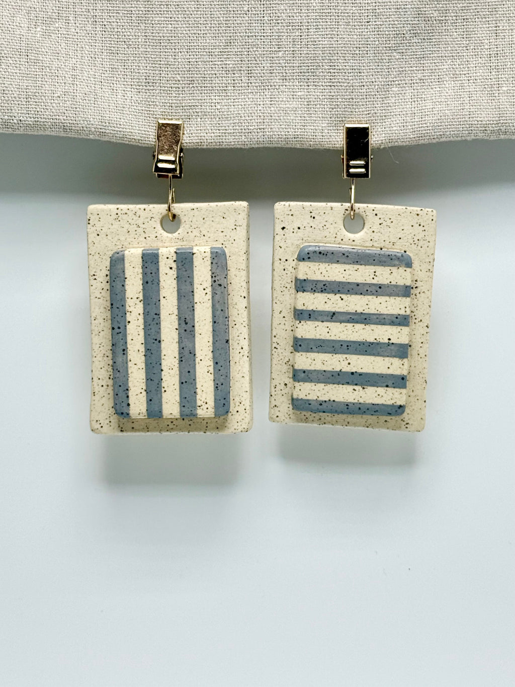 Ceramic Tablecloth Weights - Striped Blue (Set of 4)