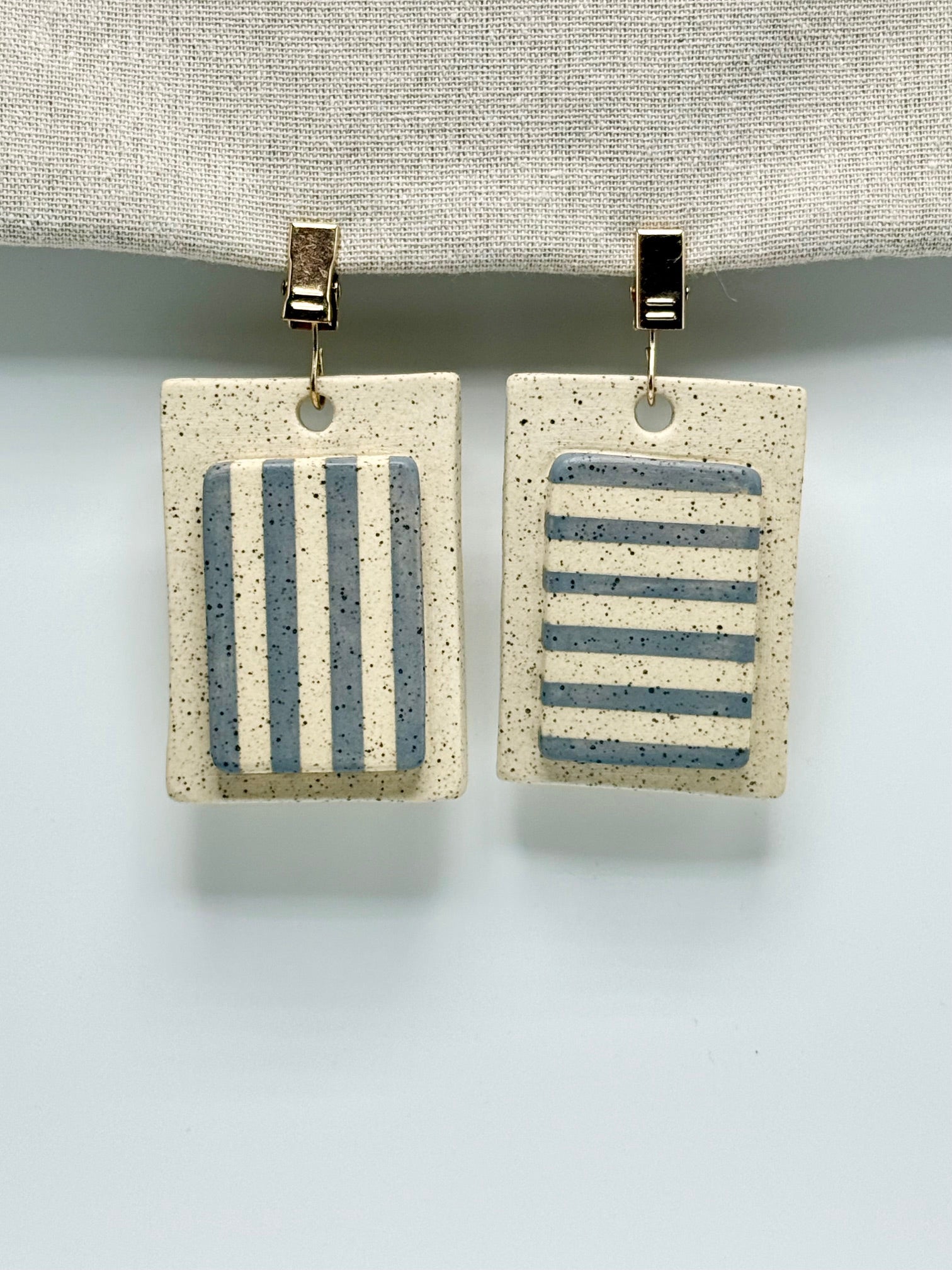 Ceramic Tablecloth Weights - Striped Blue (Set of 4)