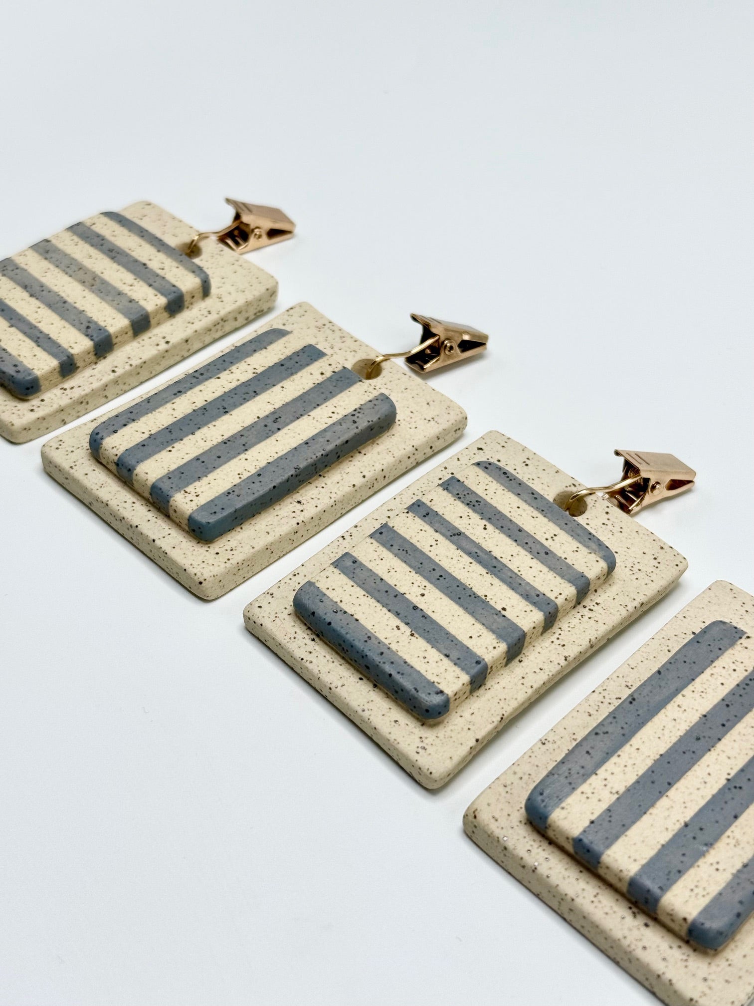 Ceramic Tablecloth Weights - Striped Blue (Set of 4)